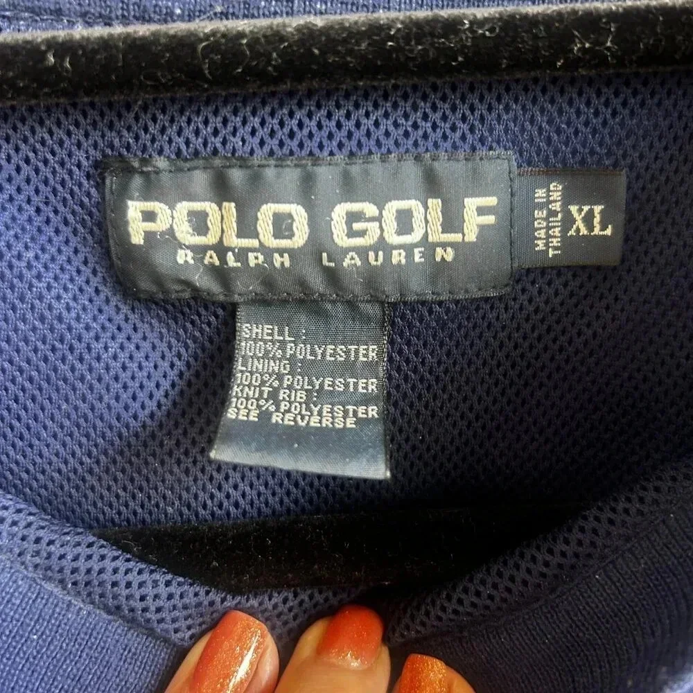 Polo Golf Ralph Lauren Blue Pullover Windbreaker Jacket Tartan Crest Size XL